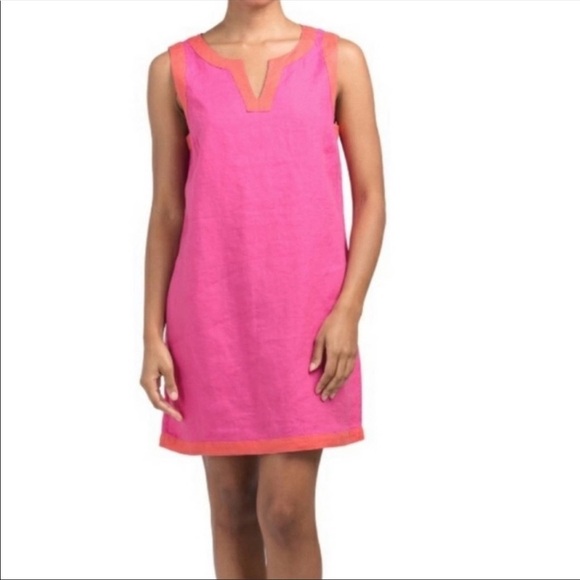 Sigrid Olsen Dresses & Skirts - NWT SIGRID OLSEN Color Block Pink & Orange Linen Mini Dress Size Medium